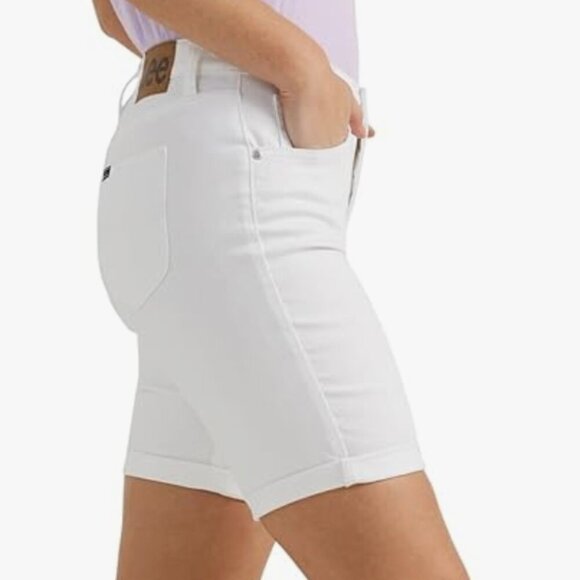 NWT Lee Women's Legendary Rolled Denim Bermuda Short, white, 4 - Picture 2 of 4
